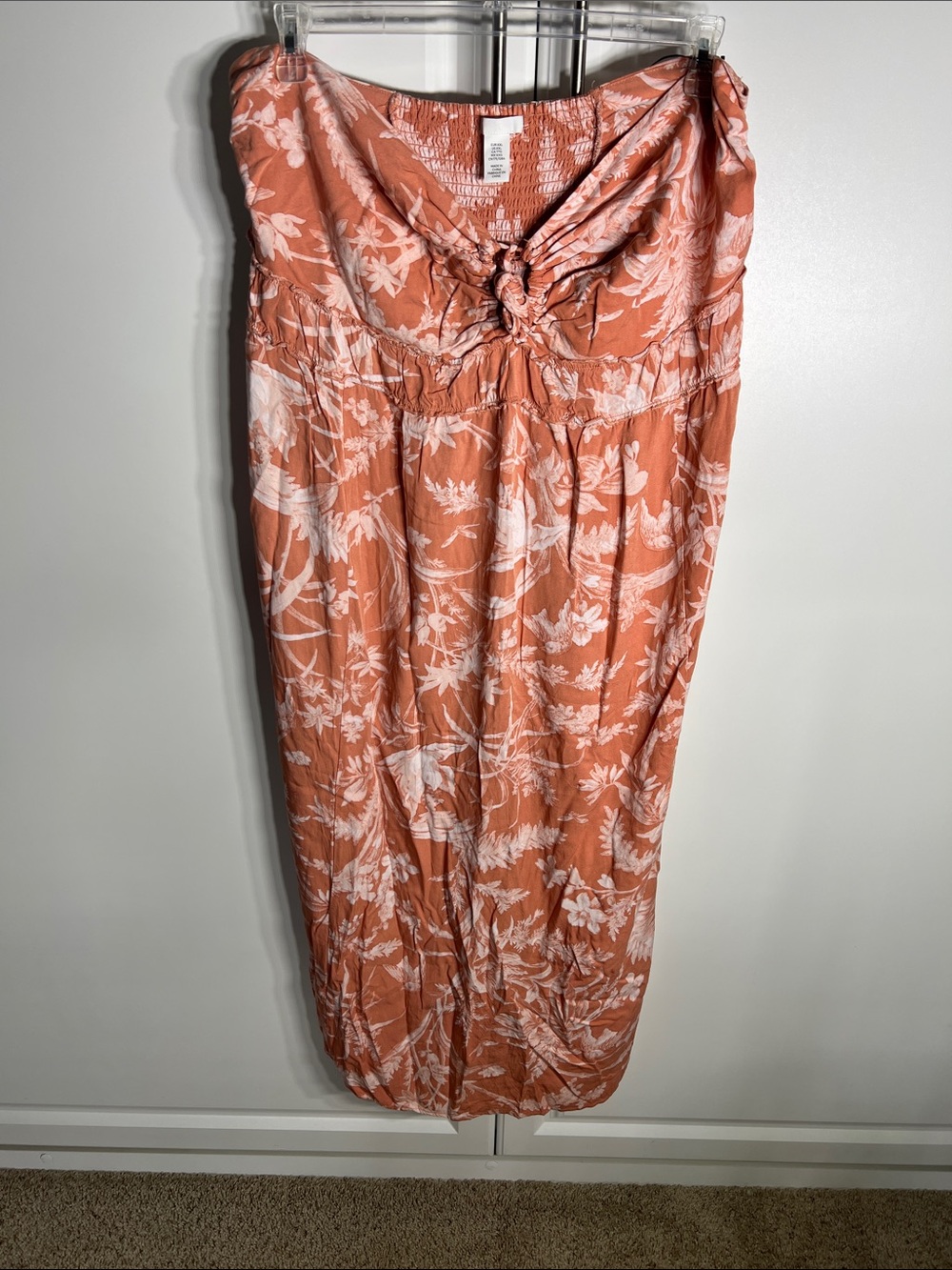 Women's Coral Floral Maxi dress with Smocked Waist